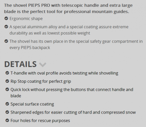 بیل برف مدل Shovel Pro pieps shovel pro